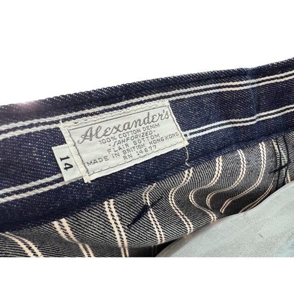 Vintage Alexander's Jeans 1960s-1970s Hickory Stripe Sanforized Flare Bottom 26 - Picture 3 of 10